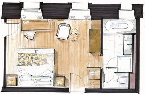 Hotel Le Petit Cervin Zermatt Zewnętrze zdjęcie A floorplan of a typical hotel room